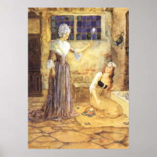 Märchen-Ascheputtel mit Feen-Gottmutter Poster