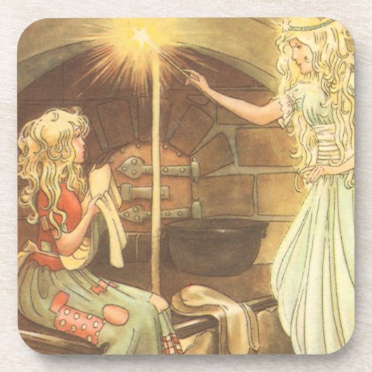 Märchen aus alter Zeit, Aschenputtel und gute Fee Untersetzer (Vorderseite)