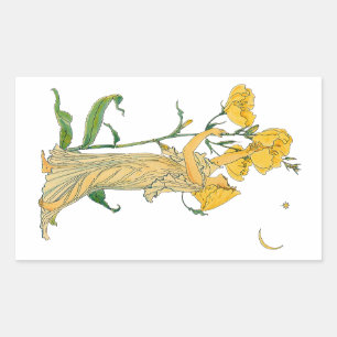 Märchen aus alter Zeit, Nachtkerze, Walter Crane Rechteckiger Aufkleber