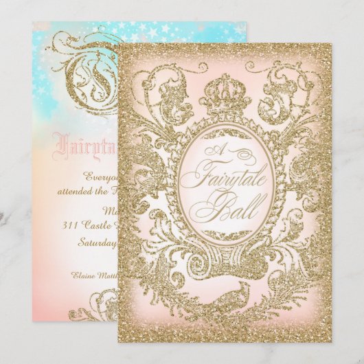 Märchen-Ball-Abschlussball Einladung (Vorne/Hinten)