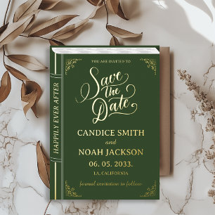 Märchen-Buchcover Grüne Hochzeit Save the Date Folieneinladung