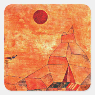 Marchen, buntes Gemälde von Paul Klee Quadratischer Aufkleber