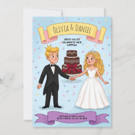 Märchen-Comic-Hochzeitseinladung für Paare Einladung