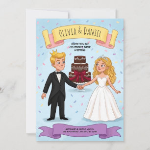 Märchen-Comic-Hochzeitseinladung für Paare Einladung