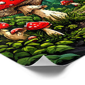 Märchen-Comic-Pilze Verwaldeter Wald Poster (Ecke)