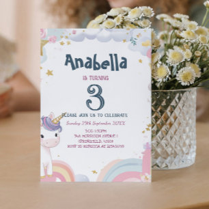 Märchen Einhorn Kindergeburtstag Party Einladung