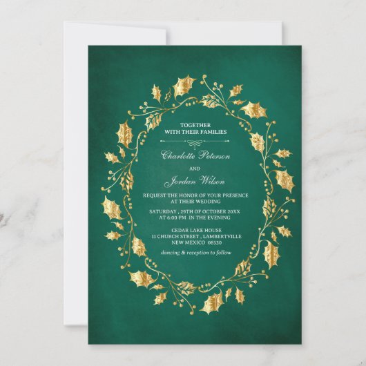 Märchen Emerald Green und Gold Royal Wedding Einladung (Vorderseite)