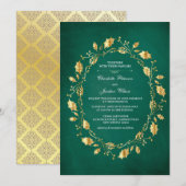 Märchen Emerald Green und Gold Royal Wedding Einladung (Vorne/Hinten)