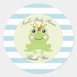 Märchen-Fantasy-Froschkönig-Babyshower Blau Runder Aufkleber