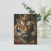 Märchen Fantasy Tiger mit einer Krone Postkarte (Stehend Vorderseite)