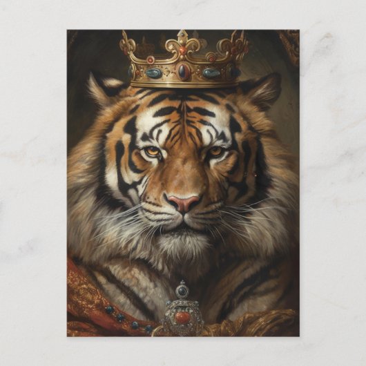 Märchen Fantasy Tiger mit einer Krone Postkarte (Vorderseite)