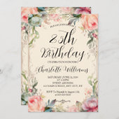 Märchen Floral 25. Geburtstag Einladung (Vorne/Hinten)