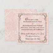 Märchen Französisches Skript Rosa Save the Date (Vorne/Hinten)
