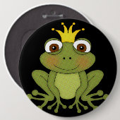 Märchen-Frosch-Prinz mit Krone Button (Vorne & Hinten)