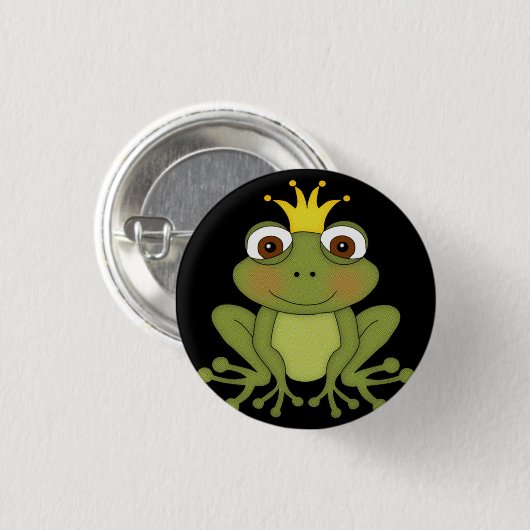 Märchen-Frosch-Prinz mit Krone Button (Vorne & Hinten)