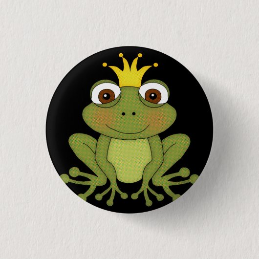 Märchen-Frosch-Prinz mit Krone Button (Vorderseite)