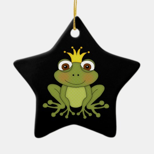 Märchen-Frosch-Prinz mit Krone Keramikornament (Vorne)