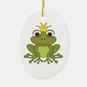 Märchen-Frosch-Prinz mit Krone Keramikornament