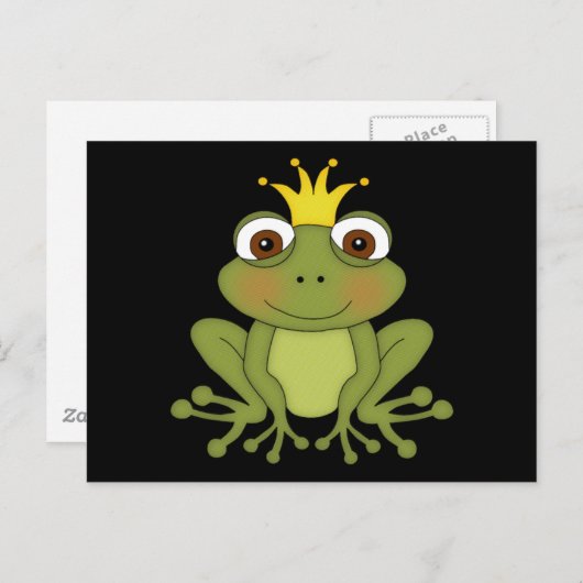 Märchen-Frosch-Prinz mit Krone Postkarte (Vorne/Hinten)