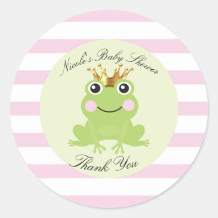 Märchen Froschkönig Babyparty Rosa Runder Aufkleber