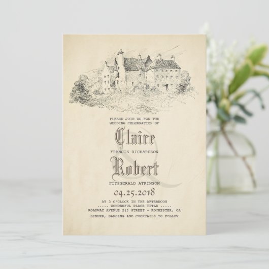 Märchen - Geschichte Burg Altes Schloss Einladung (Stehend Vorderseite)