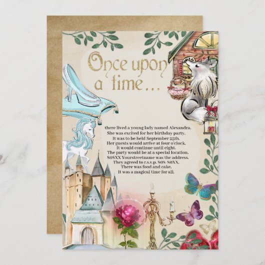 Märchen-Geschichte Einladung (Vorne/Hinten)