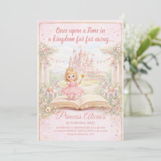 Märchen-Geschichtenbuch-Prinzessin Erster Geburtst Einladung