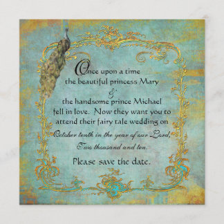Märchen-Goldfiligran-Pfau & Krone Save The Date