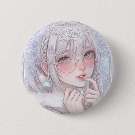 Märchen im Frost: Ästhetisches Wintermädchen mit G Button (Vorderseite)