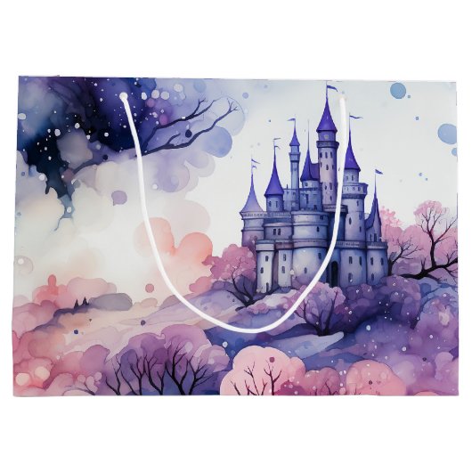 Märchen in Fairyland Dark Blue Lila und rosa Große Geschenktüte (Rückseite)