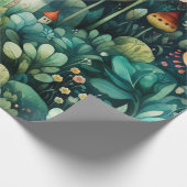 Märchen in Fairyland Mushroom House Green Orange Geschenkpapier (Ecke)