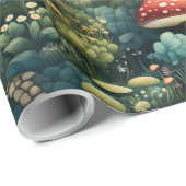 Märchen in Fairyland Mushroom House Green Orange Geschenkpapier (Rolleneckpunkt)