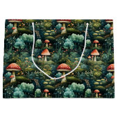 Märchen in Fairyland Mushroom House Green Orange Große Geschenktüte (Vorderseite)