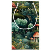 Märchen in Fairyland Mushroom House Green Orange Kleine Geschenktüte (Rückseite)