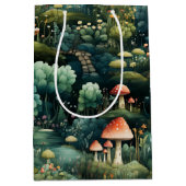 Märchen in Fairyland Mushroom House Green Orange Mittlere Geschenktüte (Vorderseite)