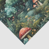 Märchen in Fairyland Mushroom House Green Orange Seidenpapier (Detail)