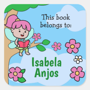 Märchen lesen ein Buch / Niedliches Kinderbuch Quadratischer Aufkleber