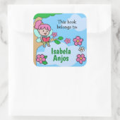 Märchen lesen ein Buch / Niedliches Kinderbuch Quadratischer Aufkleber (Tasche)