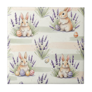 Märchen-Osterhase Lavendel-Ei-Streifen Fliese
