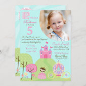 Märchen-Prinzessin Fifth Birthday Invitation Einladung (Vorne/Hinten)