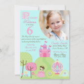 Märchen-Prinzessin Sixth Birthday Invitation Einladung (Vorderseite)