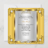 Märchen Quinceanera 15. Geburtstag Gelbes Gold Einladung (Rückseite)