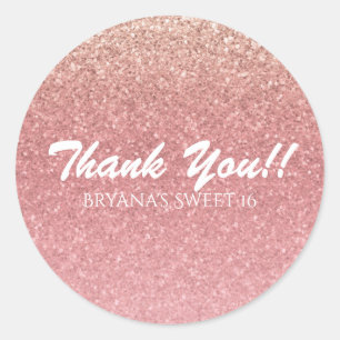 Märchen Rosa Glitter Sweet 16 Partygeschenk Runder Aufkleber