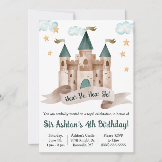 Märchen, Schloss, Ritter, Geburtstagsparty Einladung (Vorderseite)