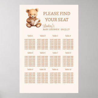 Märchen-Teddybär-Baby-Shower-Sitzplan Poster