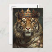 Märchen Tiger in Krone Postkarte (Vorne/Hinten)