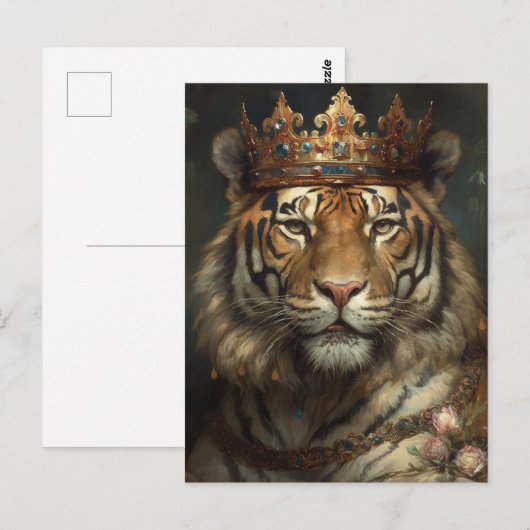 Märchen Tiger in Krone Postkarte (Vorne/Hinten)