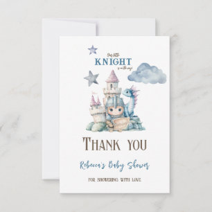 Märchen Traumhafter Drache Blau Ritter Baby Shower Dankeskarte
