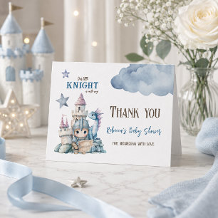 Märchen Traumhafter Drache Blau Ritter Baby Shower Dankeskarte