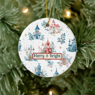 Märchen-Wasserfarben-Weihnachtsmuster-Ornament Keramik Ornament